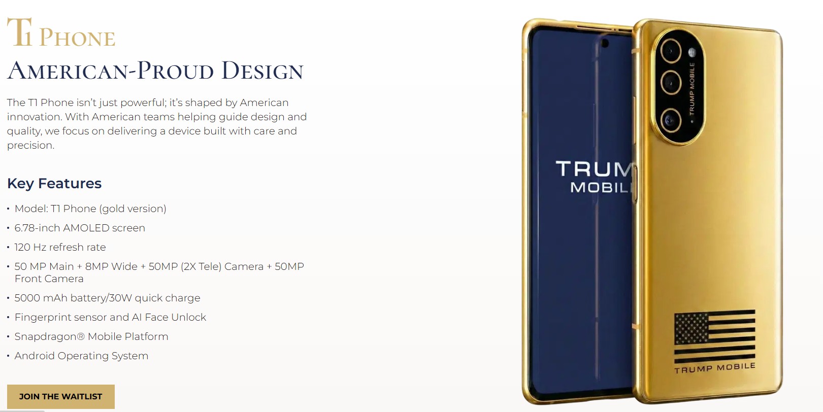 Trump Phone: celular da marca de Donald Trump ganha nova versão e mantém visual dourado