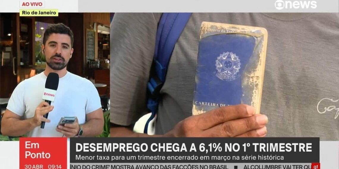 Desemprego sobe a 6,1% no trimestre até março, mas mantém mínima histórica para o período