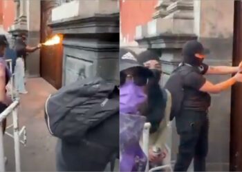 Feministas tentam atear fogo a igreja durante protesto no México