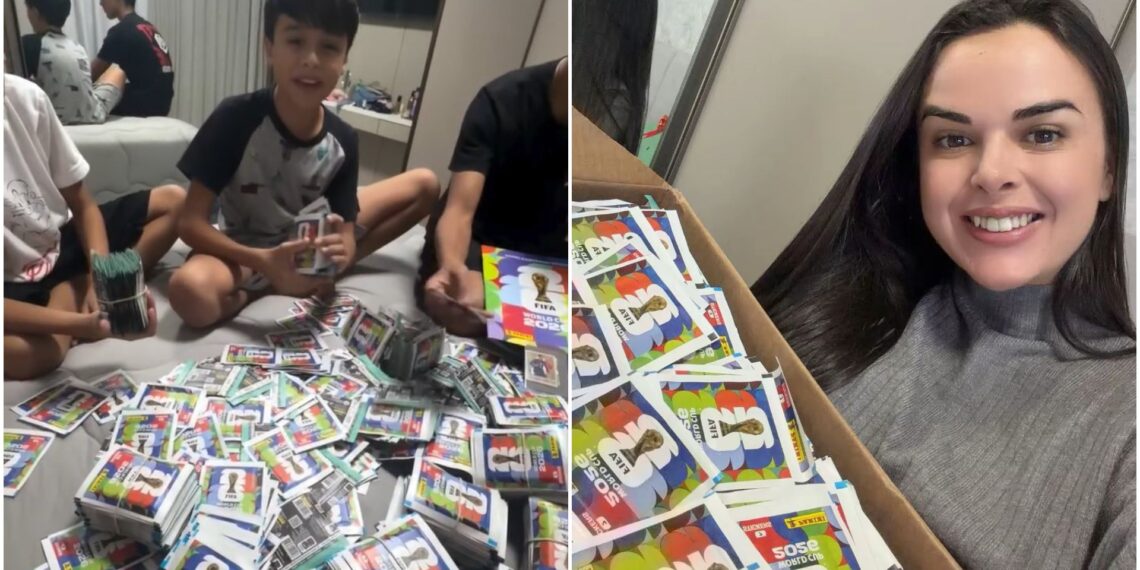 Mãe compra 14 mil figurinhas da Copa para filho completar álbum e vídeo viraliza
