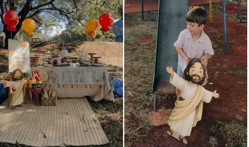 Menino realiza festa com tema “Jesus, o Maior Pintor do Mundo”