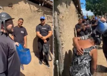 Casal é batizado por missionário no sertão com galão de água