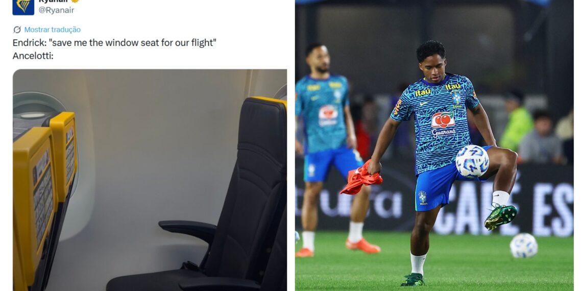 Companhia aérea publica meme sobre Endrick e Ancelotti