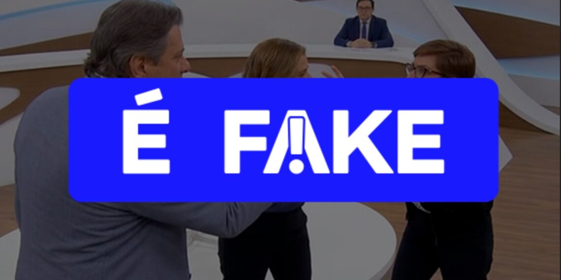 É #FAKE que Renata Lo Prete e Haddad brigaram em programa de TV; post usa IA e impulsiona site de investimento de alto risco