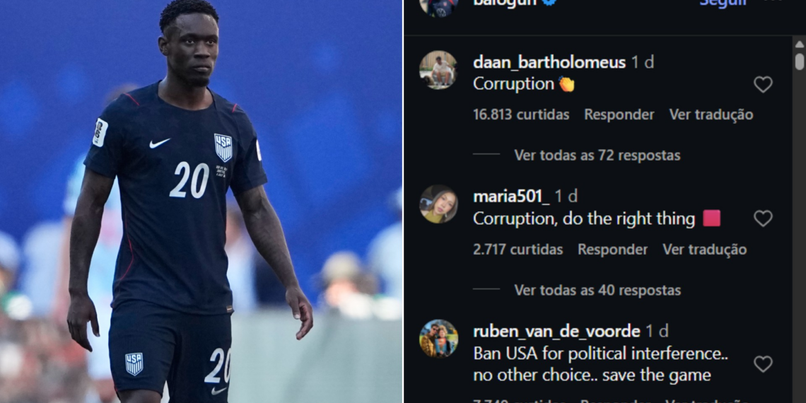 Perfil de Balogun é invadido por torcedores rivais com críticas por anulação de cartão após pedido de Trump: 'Corrupção'