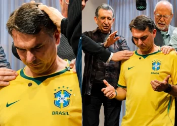 Flávio Bolsonaro recebe oração de líderes cristãos em vídeo