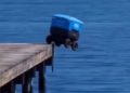 É #FAKE vídeo de robô de entregas da Amazon se jogando no mar