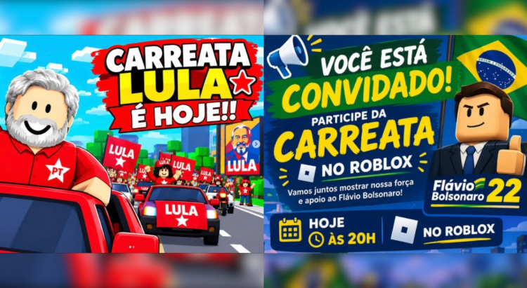 ‘Carreatas’ no Roblox para Flávio e Lula têm buzinaço e ‘showmício’
